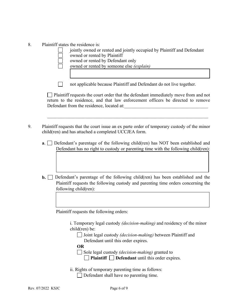 Petition for Protection From Abuse Order - Kansas, Page 6