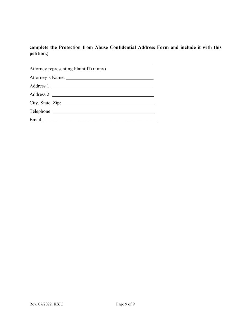 Petition for Protection From Abuse Order - Kansas, Page 9