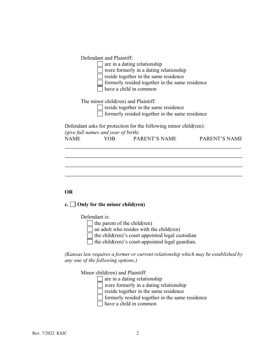 Counter Petition for Protection From Abuse Order - Kansas, Page 2