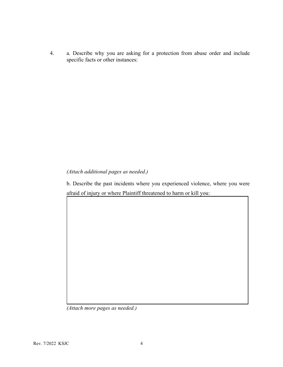 Counter Petition for Protection From Abuse Order - Kansas, Page 4