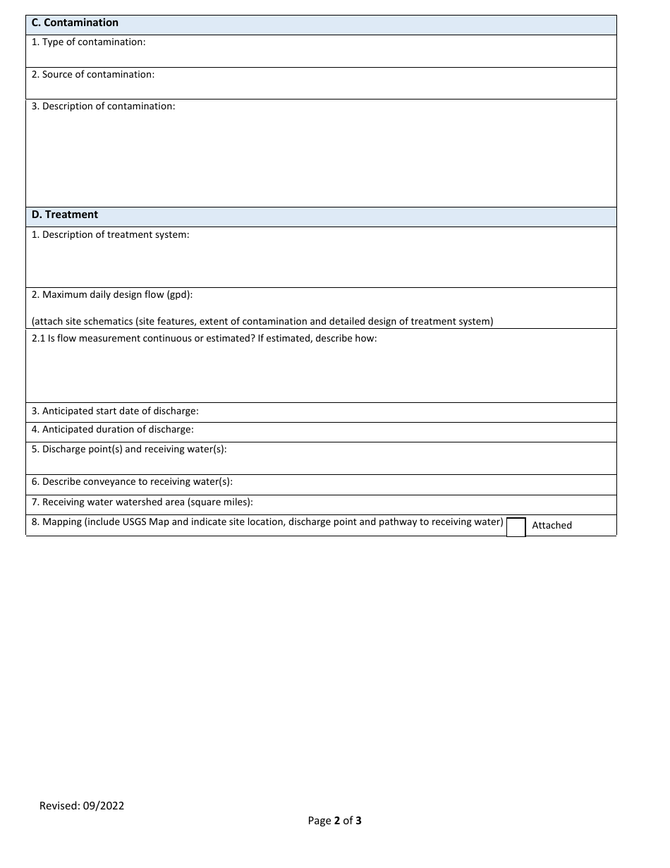 Notice of Intent for Discharges From Petroleum - Related Remediation Activities Subject to General Permit No. 3-9004 - Vermont, Page 2