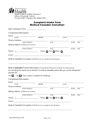 Document preview: Form DOH608-008 Complaint Intake Form - Medical Cannabis Consultant - Washington