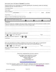 Form DOH608-008 Complaint Intake Form - Medical Cannabis Consultant - Washington, Page 2