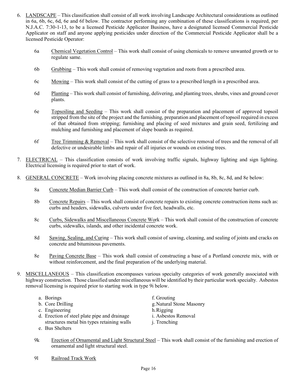 Form DC-74A Contractors Financial and Equipment Statement Experience Questionnaire and Past Performance Record - New Jersey, Page 16