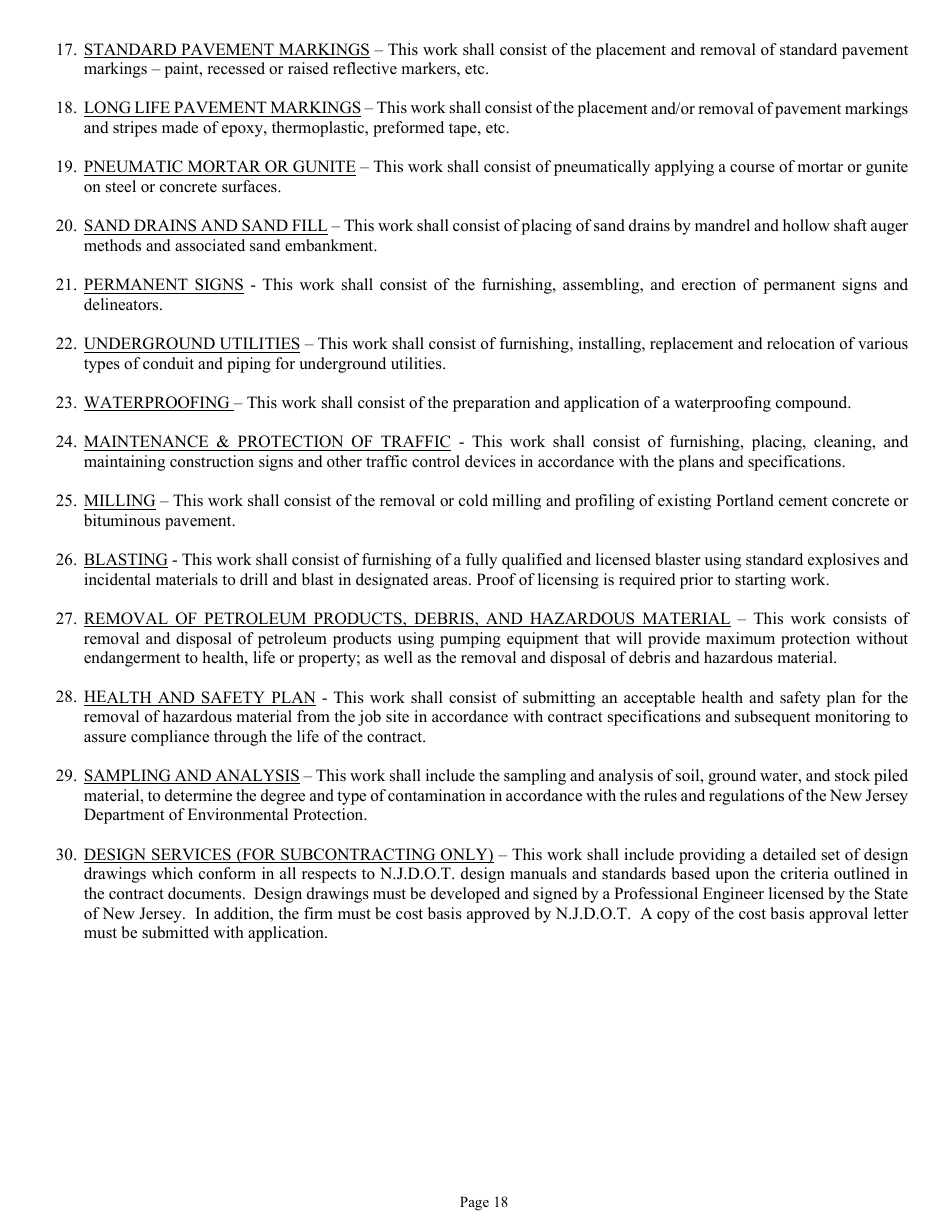 Form DC-74A Contractors Financial and Equipment Statement Experience Questionnaire and Past Performance Record - New Jersey, Page 18