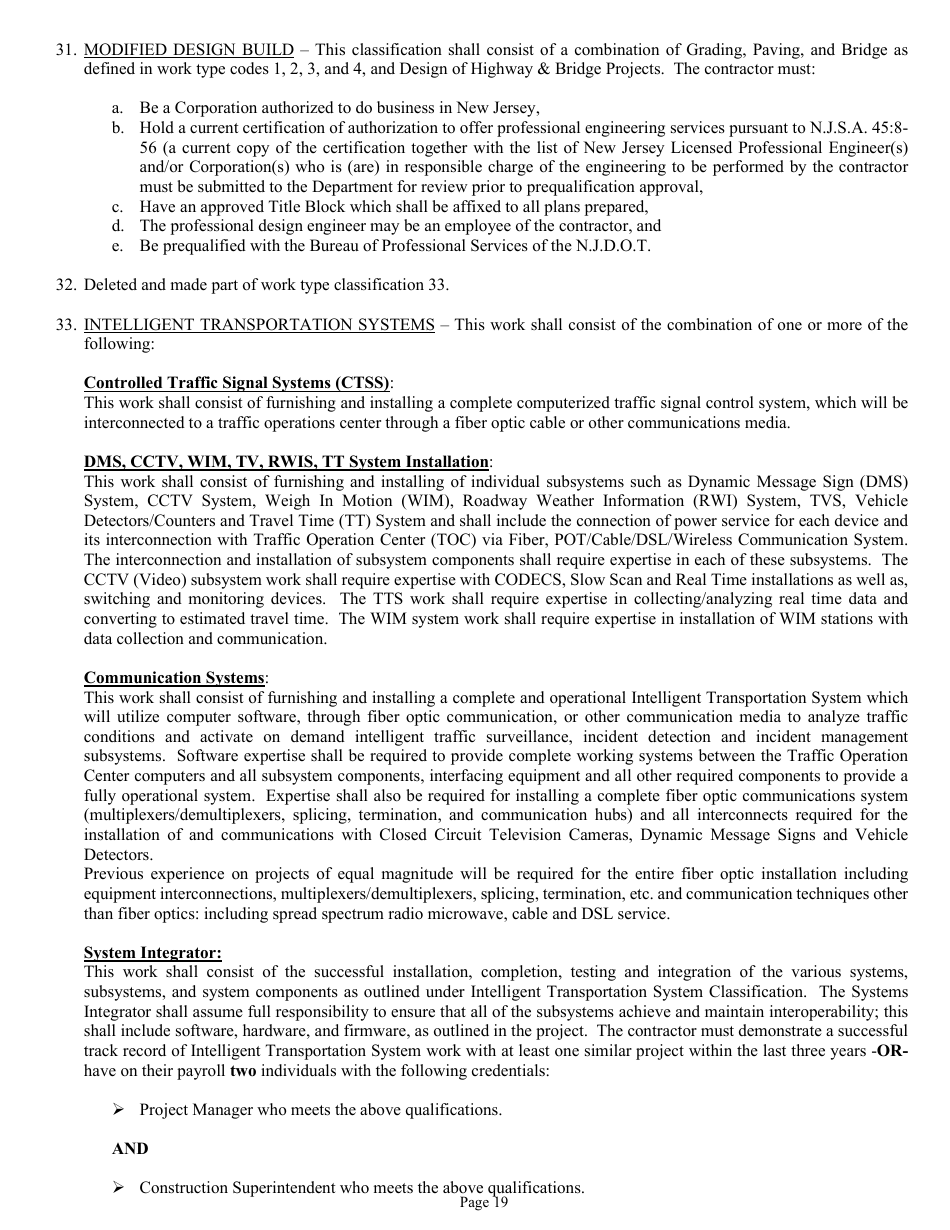 Form DC-74A Contractors Financial and Equipment Statement Experience Questionnaire and Past Performance Record - New Jersey, Page 19