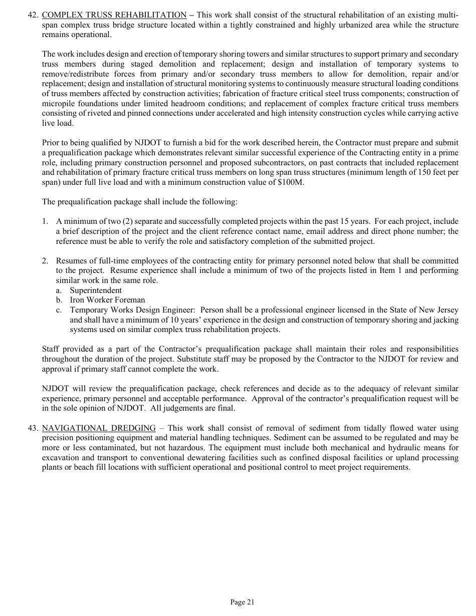 Form DC-74A Contractors Financial and Equipment Statement Experience Questionnaire and Past Performance Record - New Jersey, Page 21