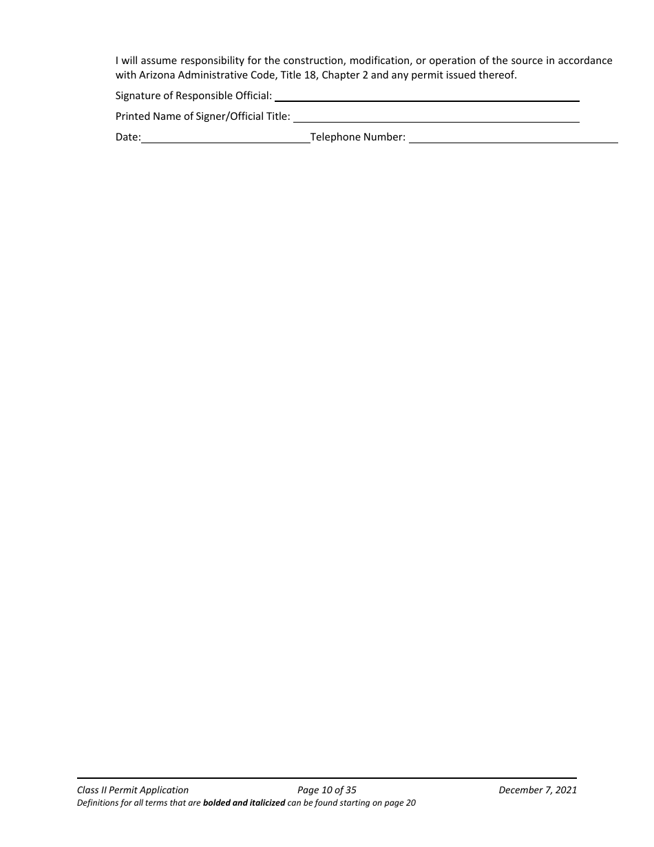 Application Packet for Class II Permit - Arizona, Page 10