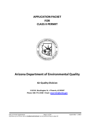 Application Packet for Class II Permit - Arizona