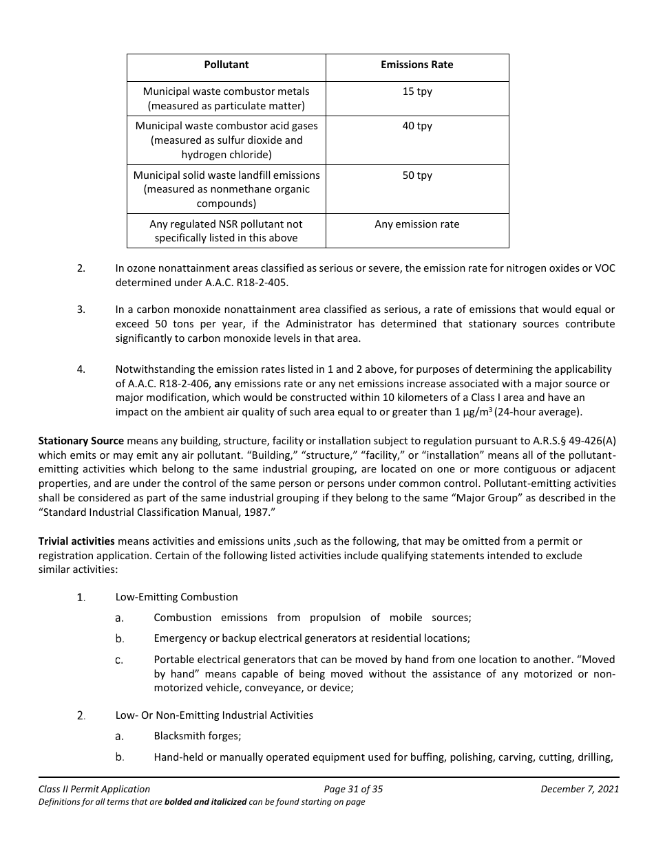 Application Packet for Class II Permit - Arizona, Page 31