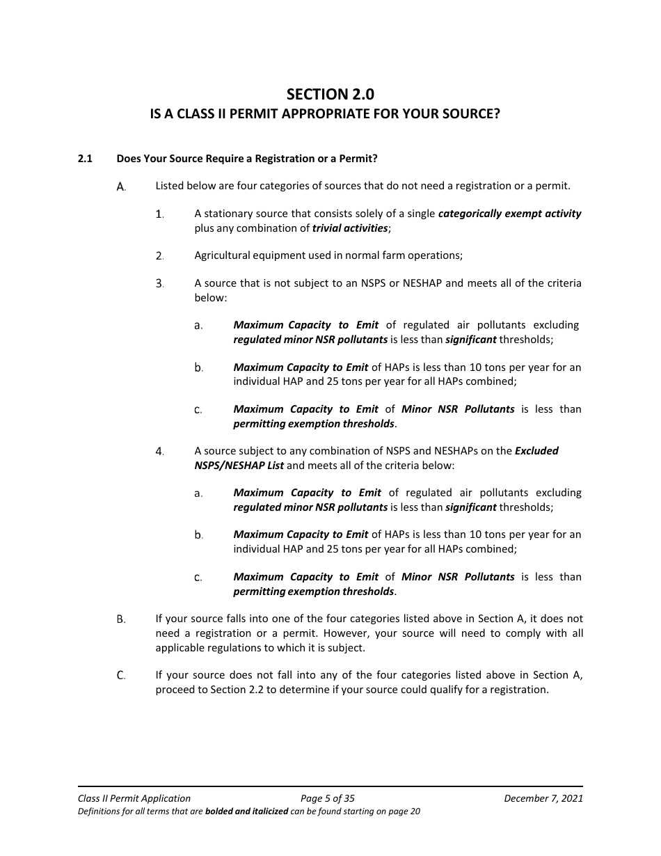 Application Packet for Class II Permit - Arizona, Page 5
