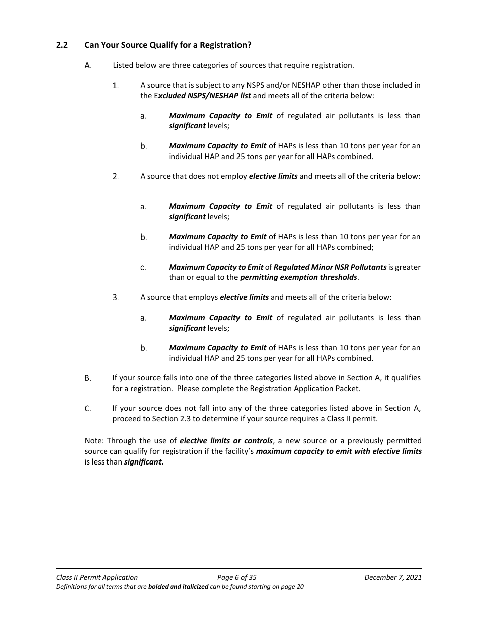 Application Packet for Class II Permit - Arizona, Page 6