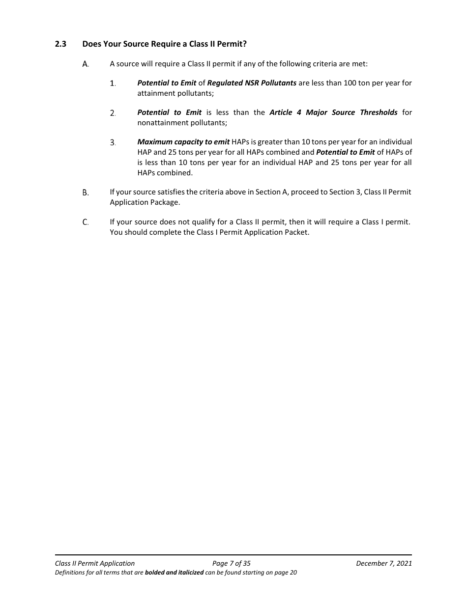 Application Packet for Class II Permit - Arizona, Page 7