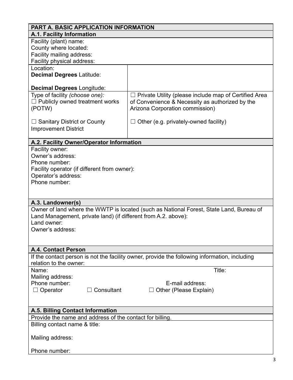 AZPDES Biosolids General Permit Notice of Intent (Noi) - Arizona, Page 3