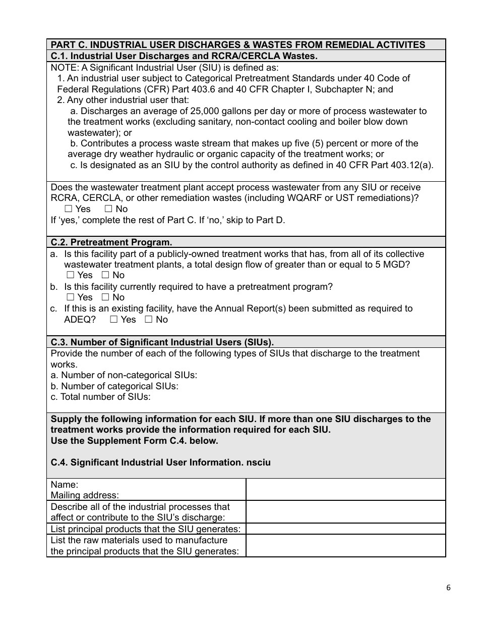AZPDES Biosolids General Permit Notice of Intent (Noi) - Arizona, Page 6