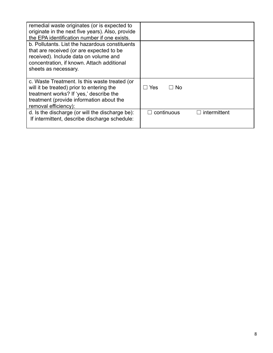 AZPDES Biosolids General Permit Notice of Intent (Noi) - Arizona, Page 8