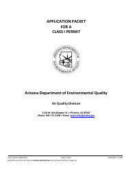 Document preview: Application Packet for a Class I Permit - Arizona