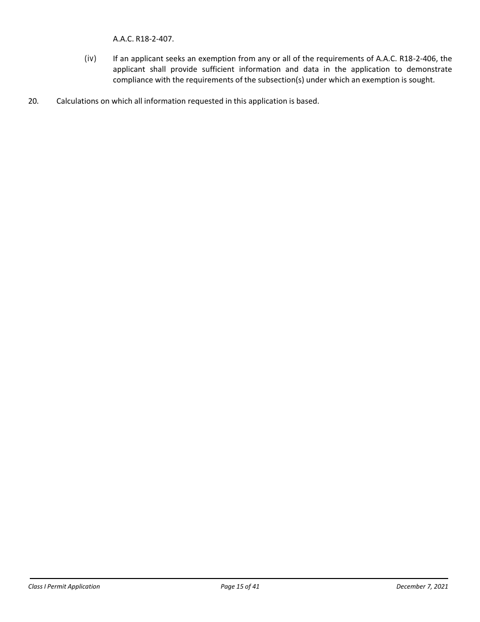 Application Packet for a Class I Permit - Arizona, Page 15