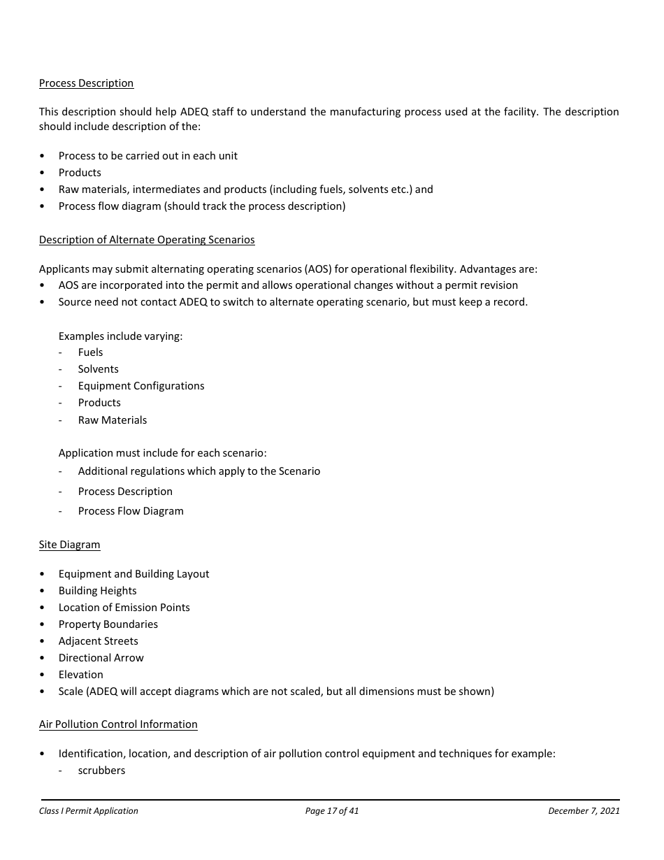 Application Packet for a Class I Permit - Arizona, Page 17