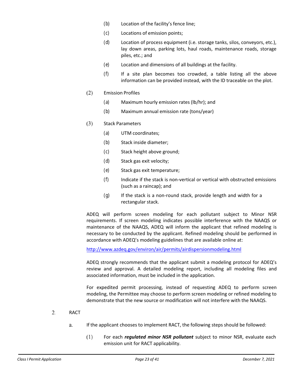 Application Packet for a Class I Permit - Arizona, Page 23