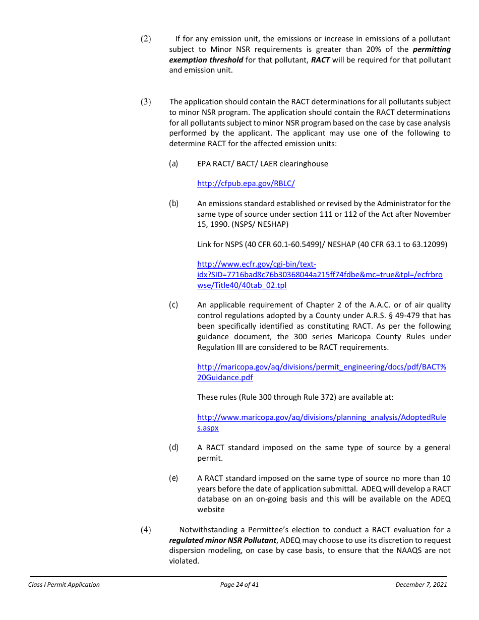 Application Packet for a Class I Permit - Arizona, Page 24