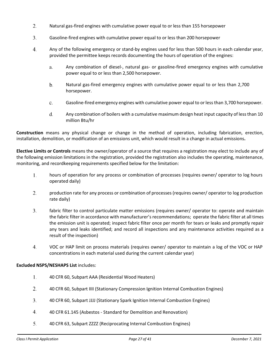 Application Packet for a Class I Permit - Arizona, Page 27