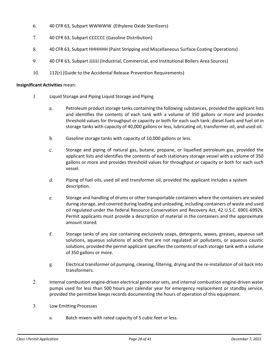 Application Packet for a Class I Permit - Arizona, Page 28