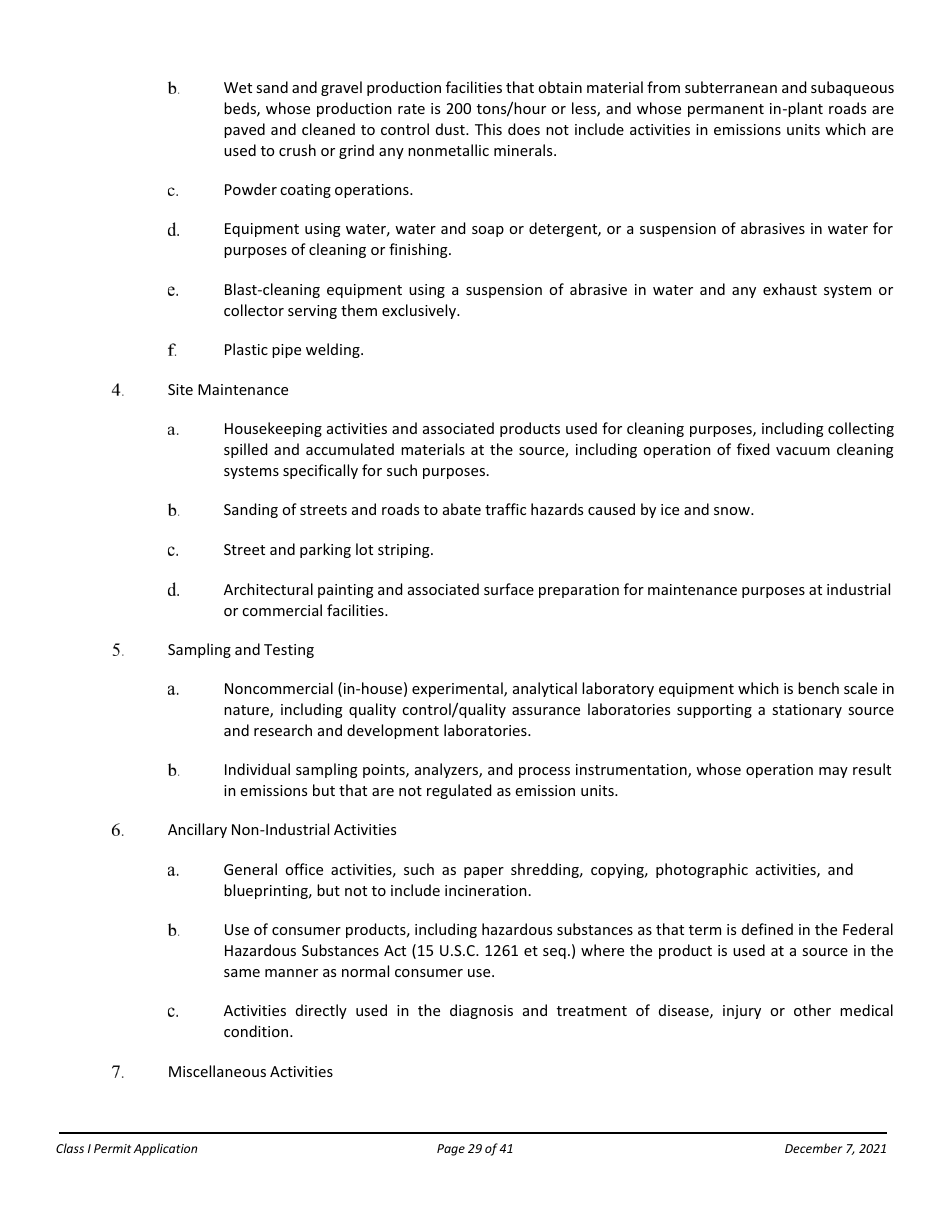 Application Packet for a Class I Permit - Arizona, Page 29