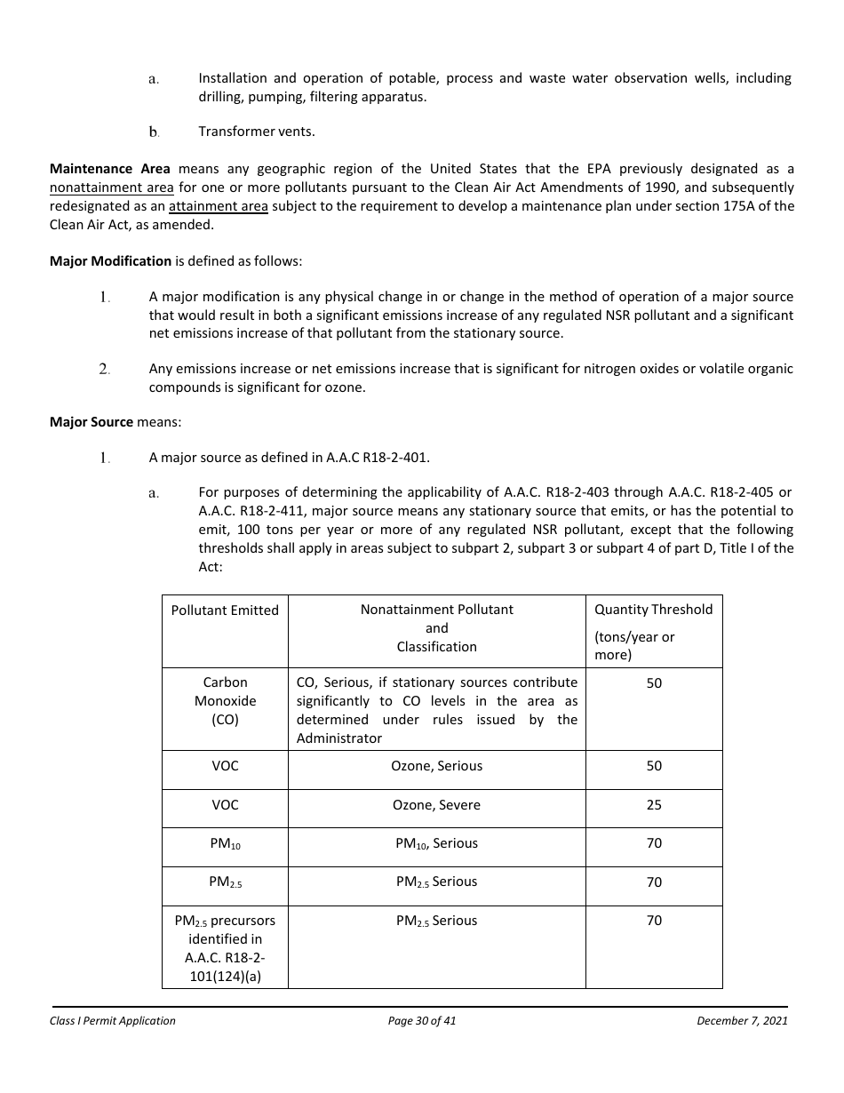 Application Packet for a Class I Permit - Arizona, Page 30