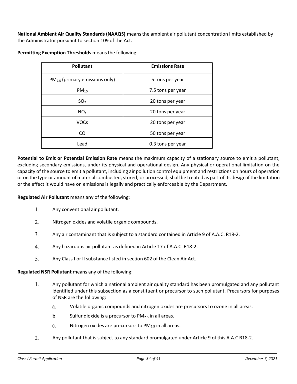 Application Packet for a Class I Permit - Arizona, Page 34