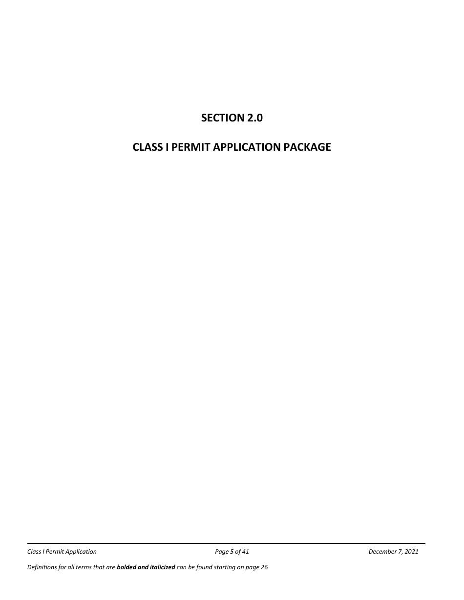 Application Packet for a Class I Permit - Arizona, Page 5