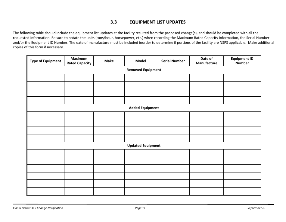 Notification Packet for Facility Changes Allowed Without Permit Revisions to a Class I Permit - Arizona, Page 11