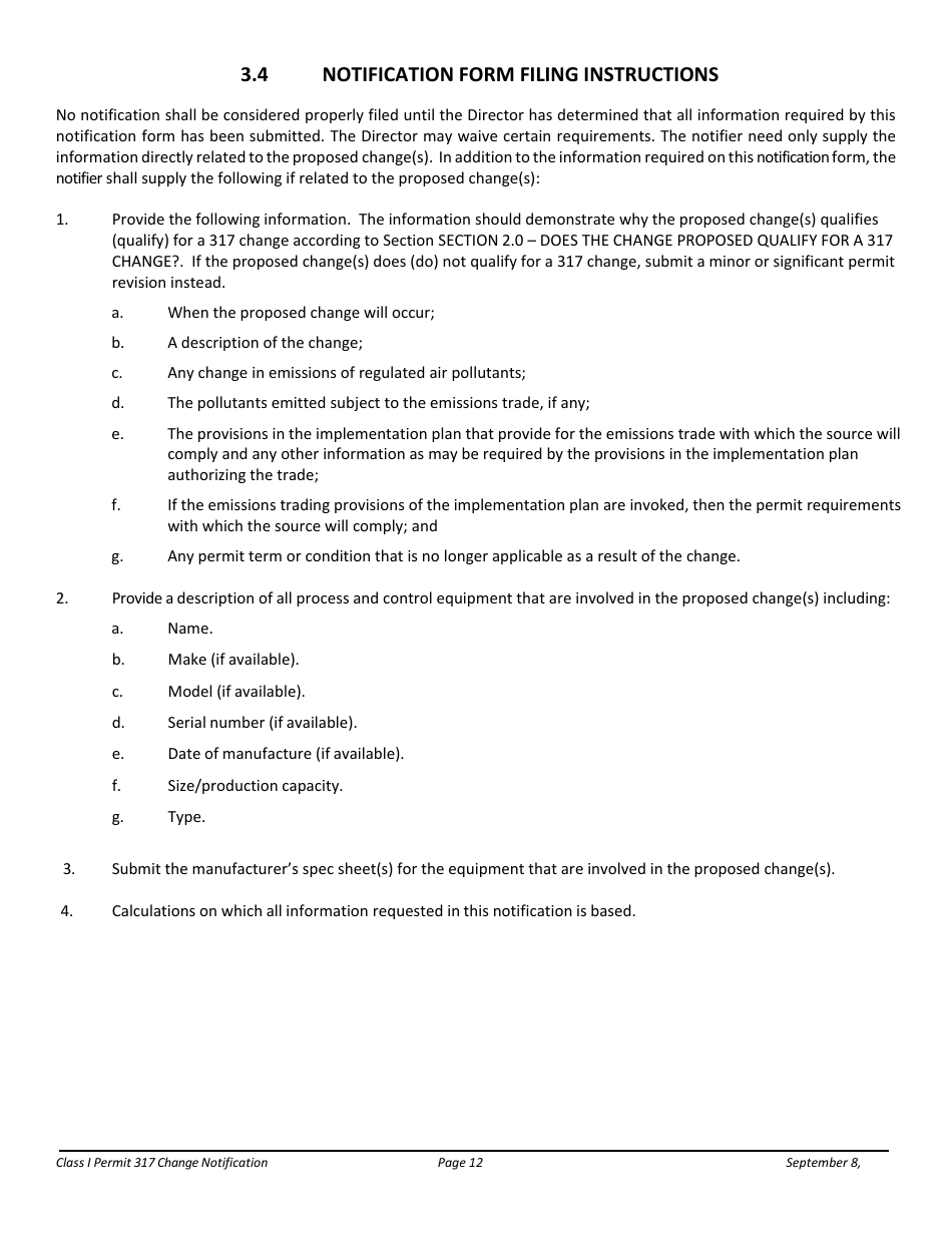 Notification Packet for Facility Changes Allowed Without Permit Revisions to a Class I Permit - Arizona, Page 12