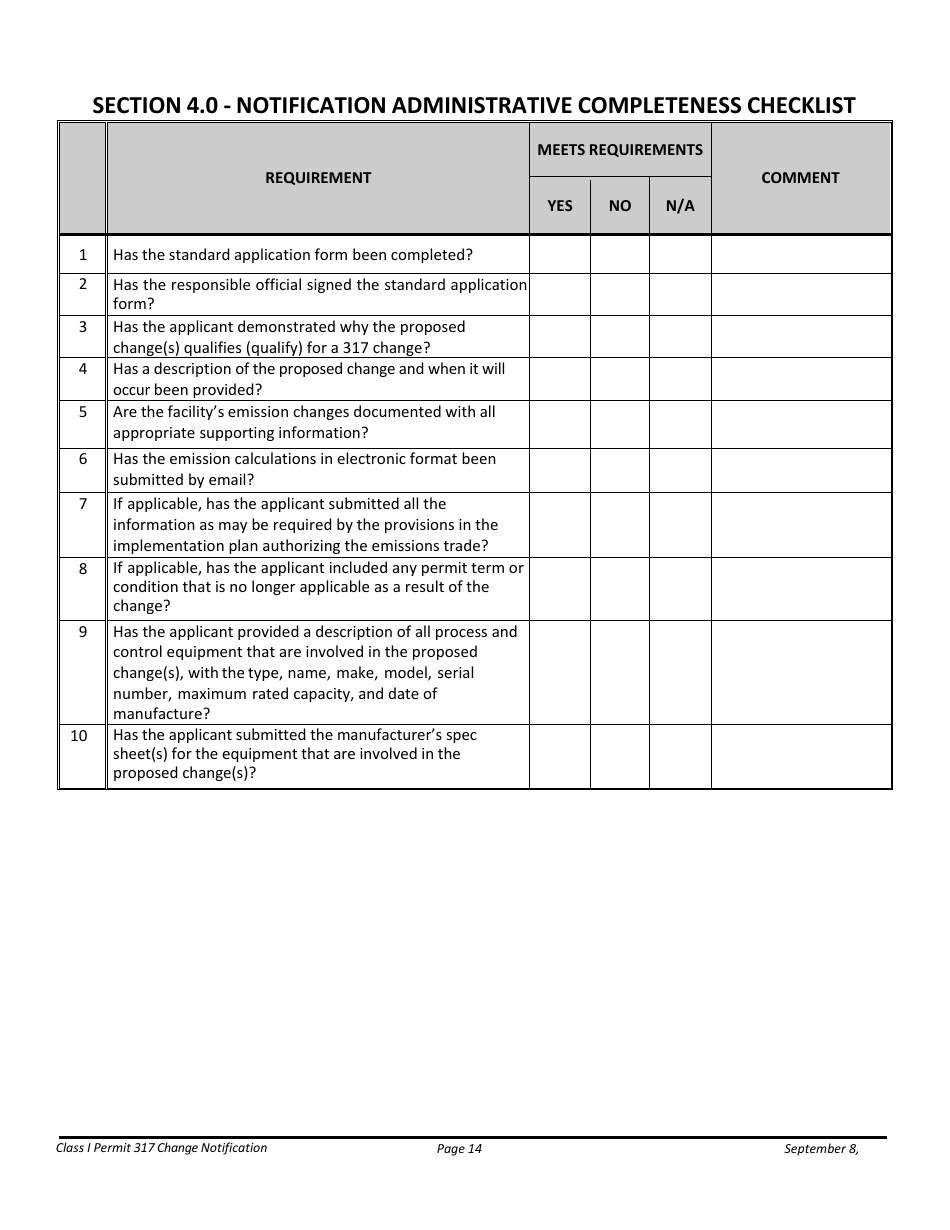 Notification Packet for Facility Changes Allowed Without Permit Revisions to a Class I Permit - Arizona, Page 14