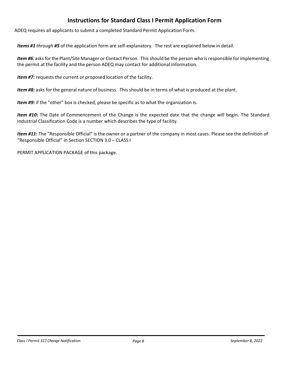Notification Packet for Facility Changes Allowed Without Permit Revisions to a Class I Permit - Arizona, Page 8