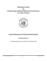Document preview: Notification Packet for Facility Changes Allowed Without Permit Revisions to a Class II Permit - Arizona
