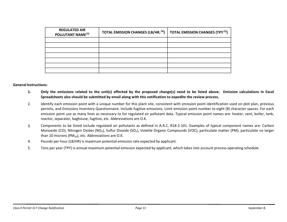 Notification Packet for Facility Changes Allowed Without Permit Revisions to a Class II Permit - Arizona, Page 11