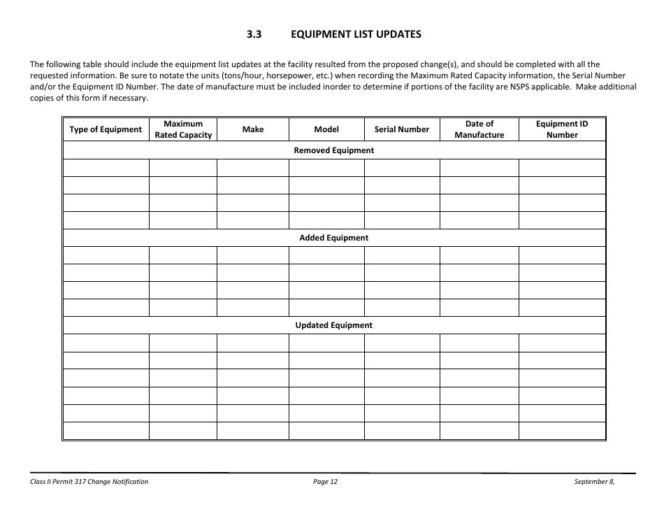 Notification Packet for Facility Changes Allowed Without Permit Revisions to a Class II Permit - Arizona, Page 12