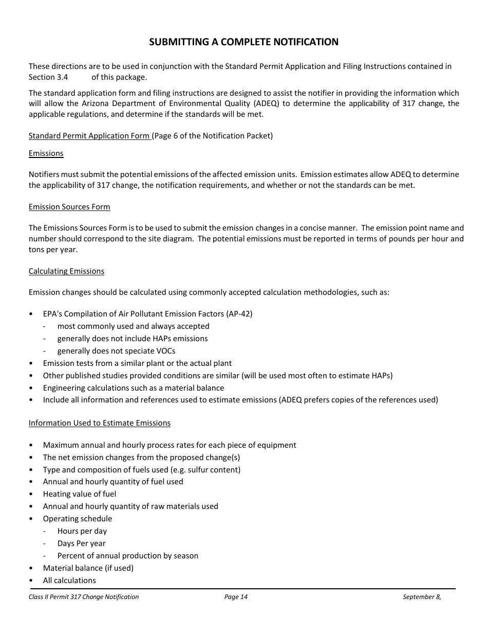 Notification Packet for Facility Changes Allowed Without Permit Revisions to a Class II Permit - Arizona, Page 14