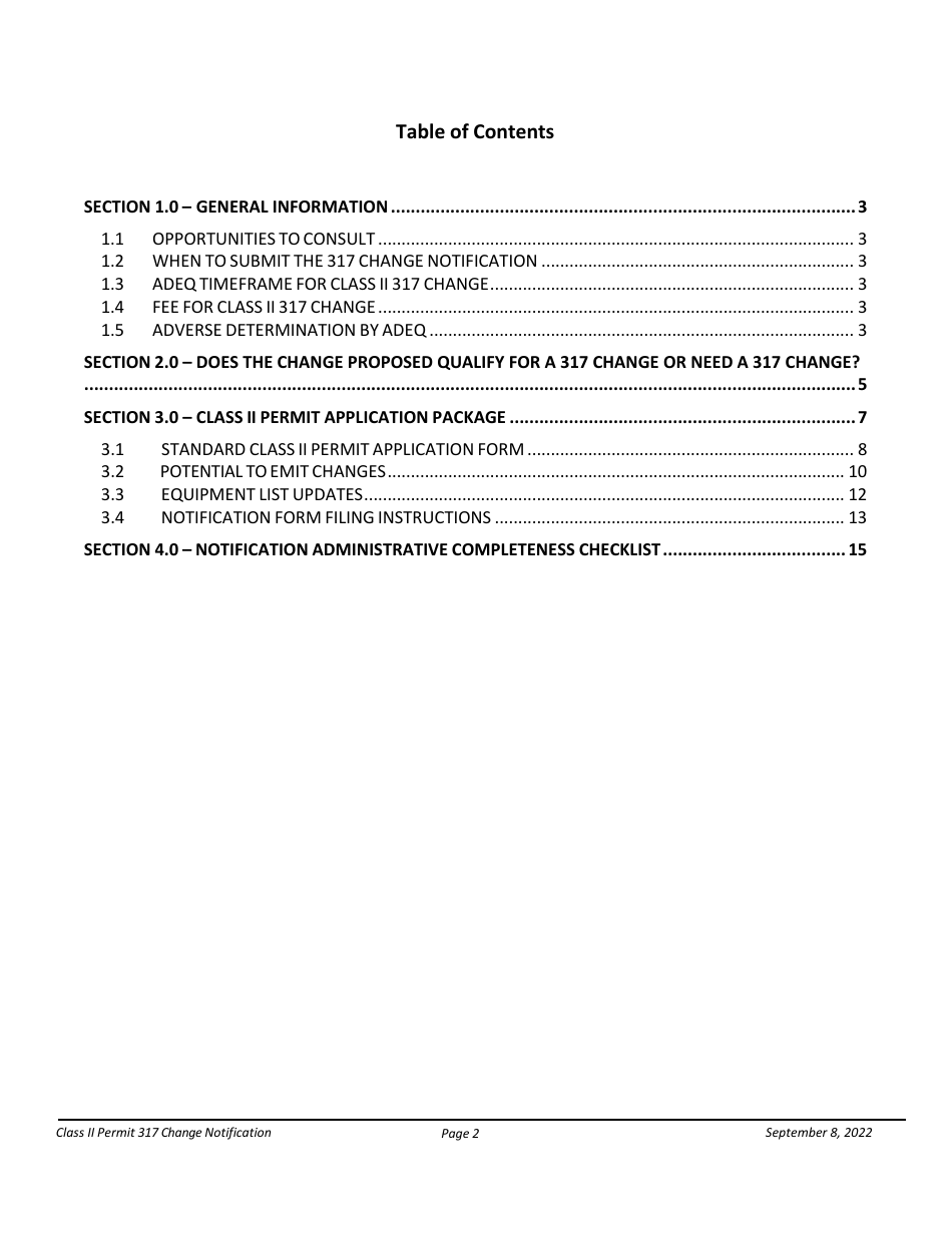 Notification Packet for Facility Changes Allowed Without Permit Revisions to a Class II Permit - Arizona, Page 2