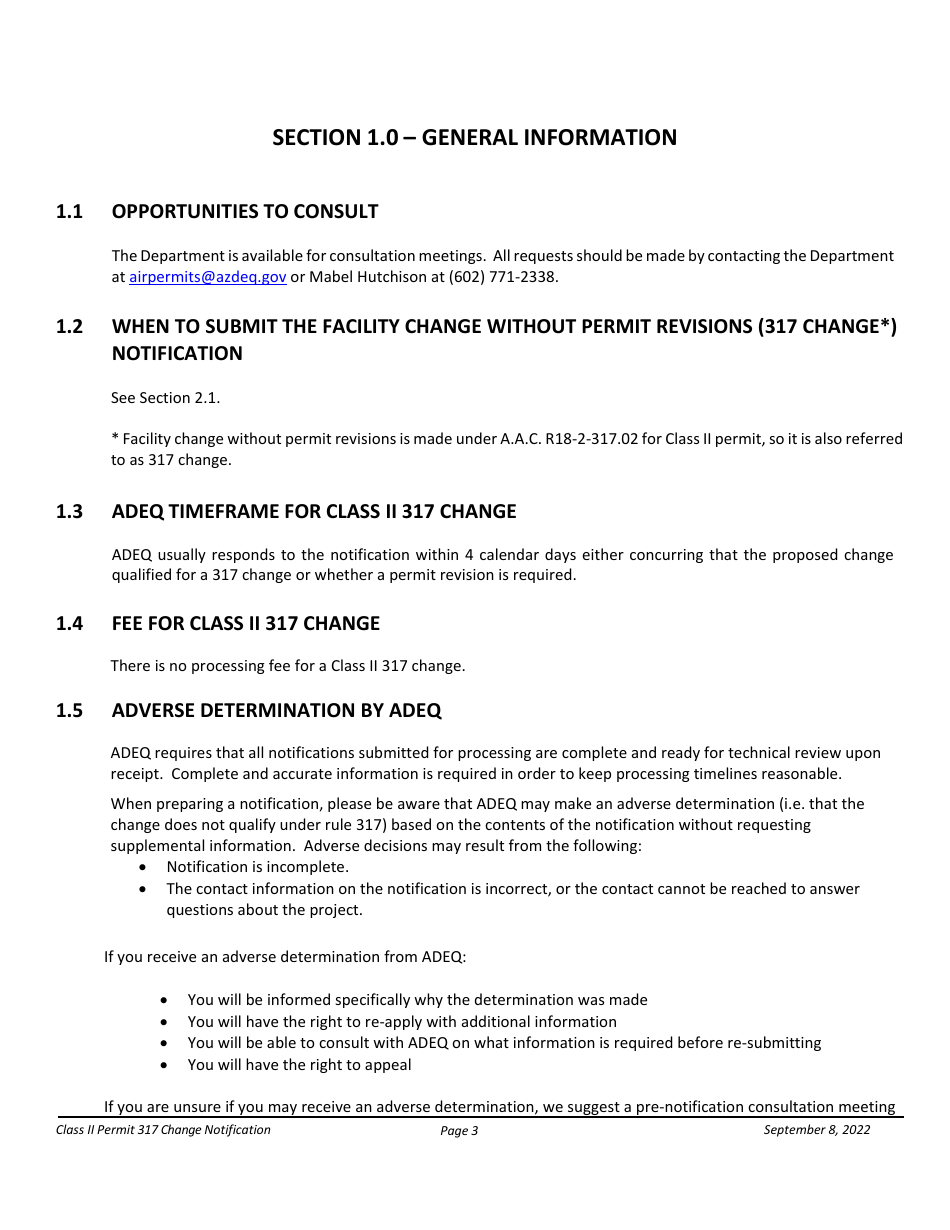 Notification Packet for Facility Changes Allowed Without Permit Revisions to a Class II Permit - Arizona, Page 3