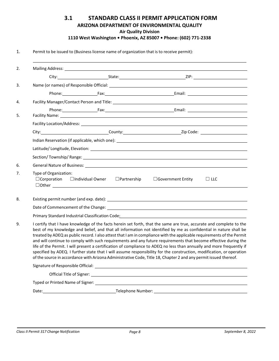 Notification Packet for Facility Changes Allowed Without Permit Revisions to a Class II Permit - Arizona, Page 8