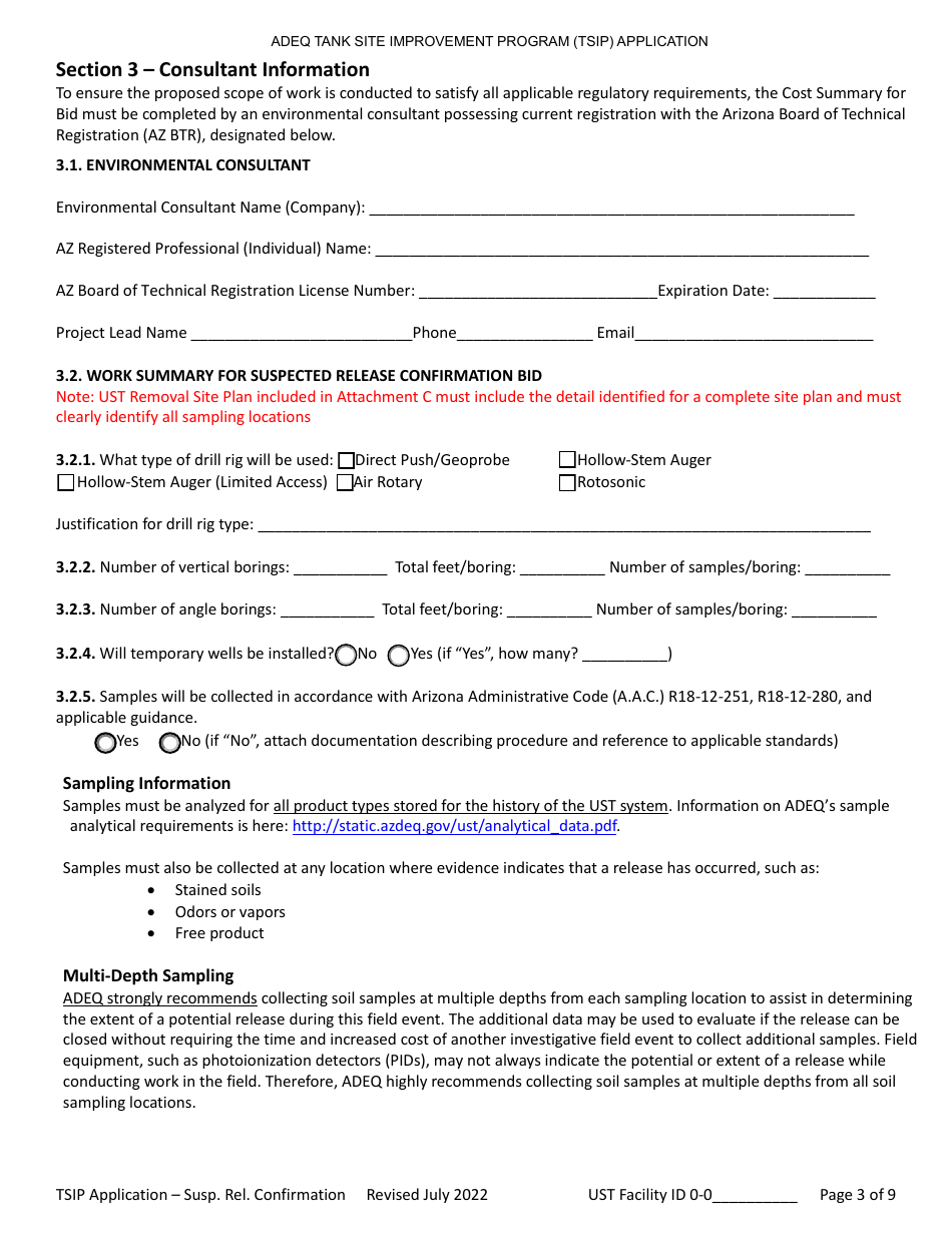 Suspected Release Confirmation Application Form - Tank Site Improvement Program (Tsip) - Arizona, Page 3