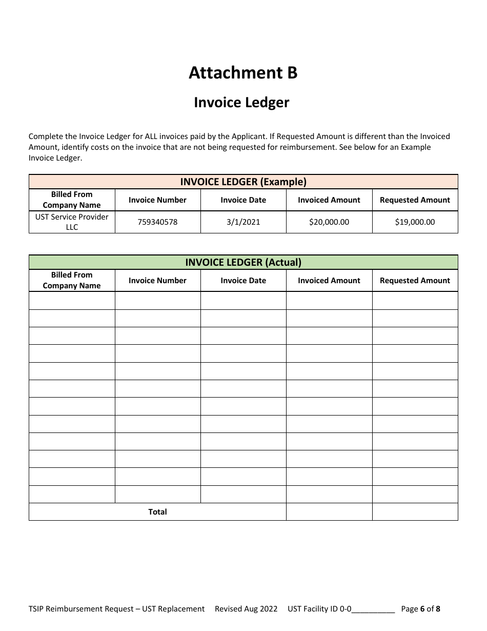 Reimbursement Request Checklist for Ust Replacement - Underground Storage Tank (Ust) Tank Site Improvement Program (Tsip) - Arizona, Page 6
