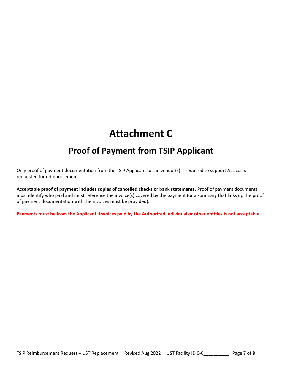 Reimbursement Request Checklist for Ust Replacement - Underground Storage Tank (Ust) Tank Site Improvement Program (Tsip) - Arizona, Page 7