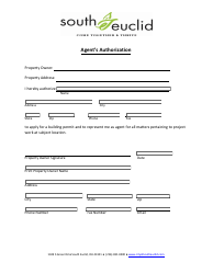 Document preview: Agent's Authorization - City of South Euclid, Ohio