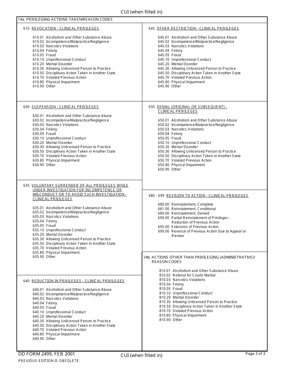 DD Form 2499 Health Care Practitioner Action Report, Page 3