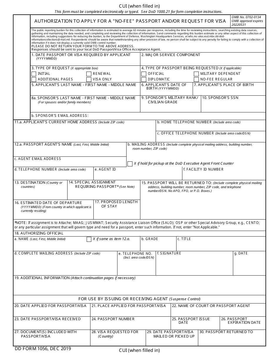 DD Form 1056 Download Fillable PDF or Fill Online Authorization to ...