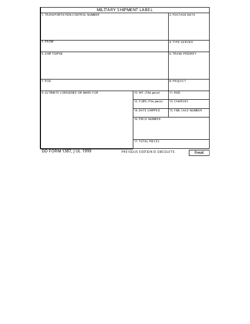 DD Form 1387  Printable Pdf