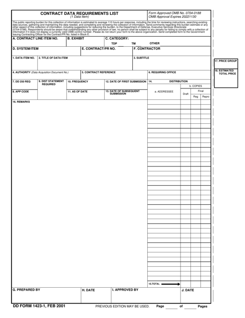 DD Form 1423-1  Printable Pdf
